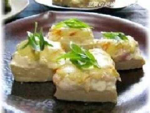 豆腐の鶏肉と練りごまのマヨネーズ焼き